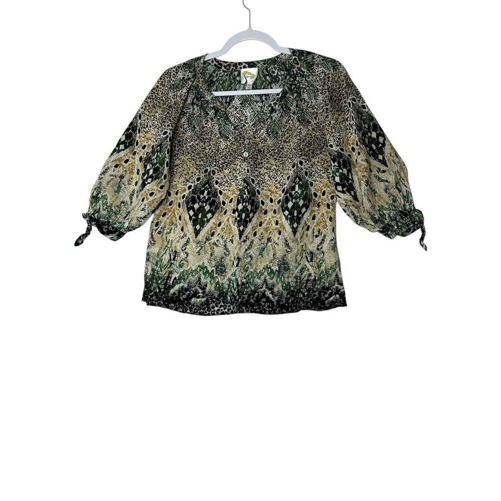 Anthropologie Fig and Flower Blouse‎ Women Medium Floral Boho Top Tunic Bohemian